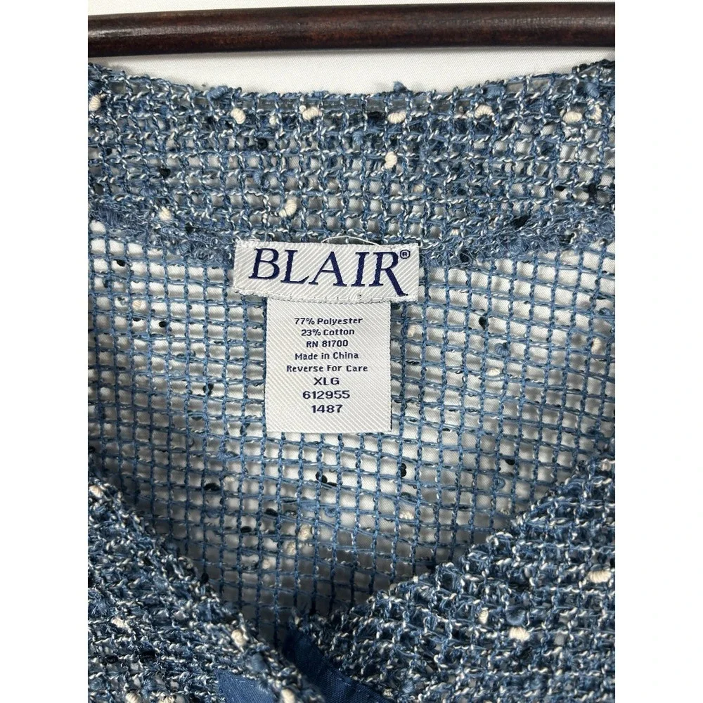 Blair Sheer Mesh Open‎ Knit Top Coconut Button Asymmetric Boho Art Beach Size XL